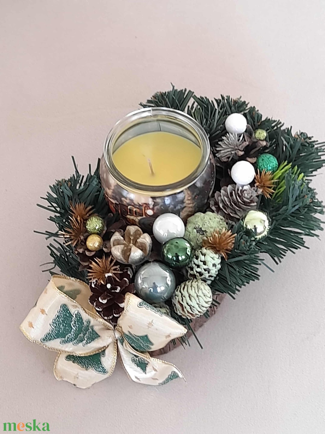 Adventi asztaldísz illatmécsessel - karácsony - adventi díszek - adventi asztaldísz - Meska.hu