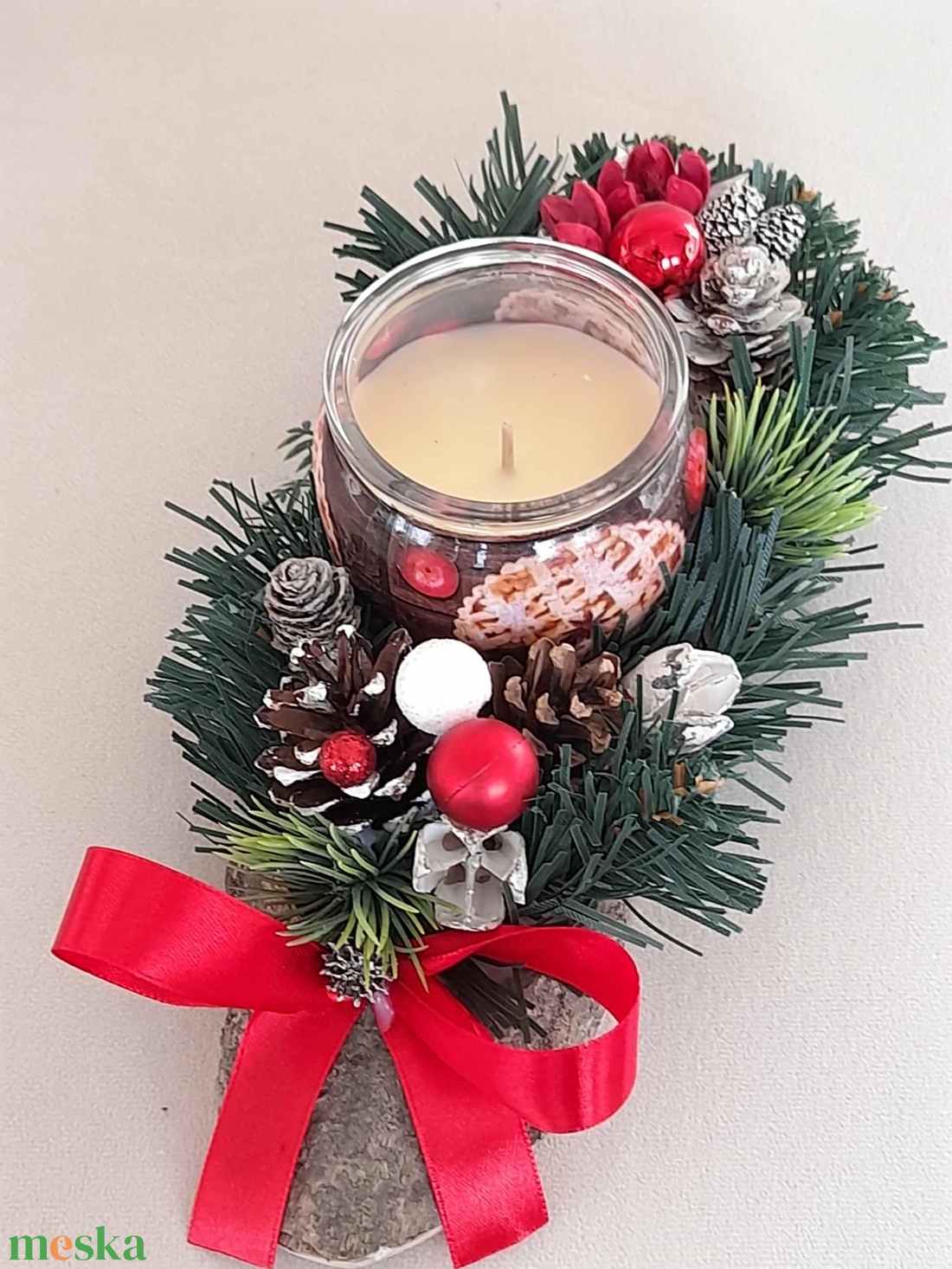 Adventi asztaldísz illatmécsessel - karácsony - adventi díszek - adventi asztaldísz - Meska.hu