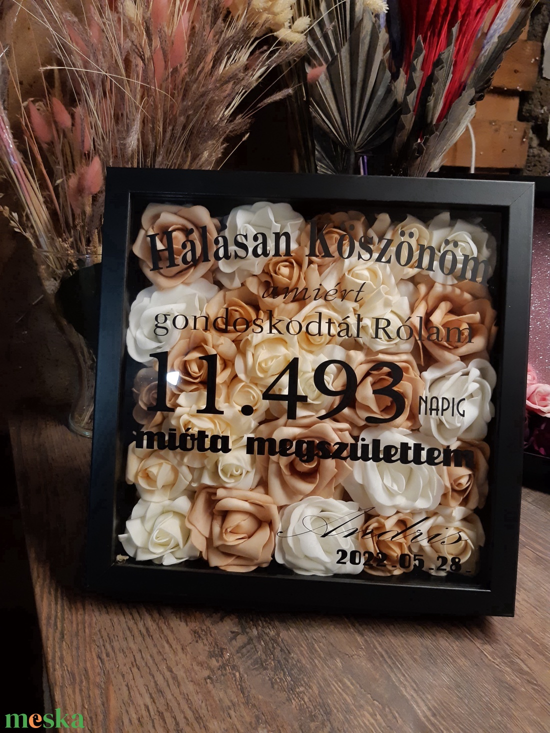 Szülőköszöntő rózsabox képkeretben egyedi felirattal (K40) - otthon & életmód - dekoráció - kép & falikép - képkeret - Meska.hu