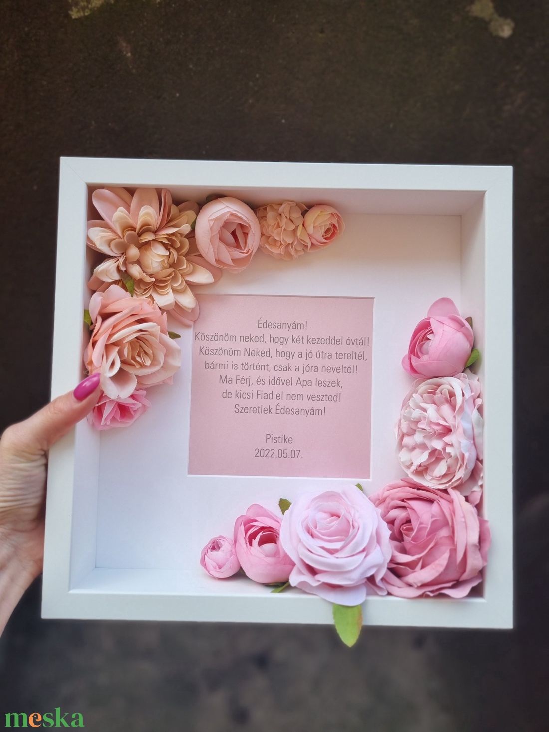 Szülőköszöntő ajándék képkeret virágokkal egyedi idézettel (K96) Csipkerózsika - esküvő - emlék & ajándék - szülőköszöntő ajándék - Meska.hu