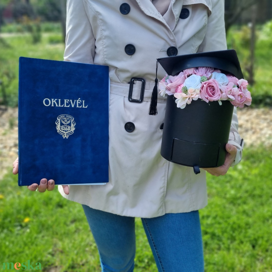 Diploma sapka virágdoboz ballagásra (BAL1) - otthon & életmód - dekoráció - virágdísz és tartó - virágbox, virágdoboz - Meska.hu