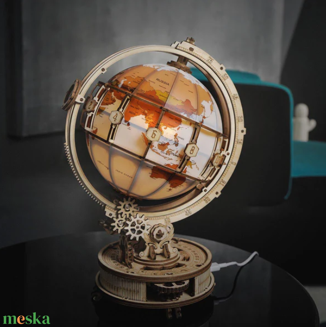 Világító Földgömb 3D fa puzzle modell ST003 - játék & sport - puzzle - 3d puzzle - Meska.hu