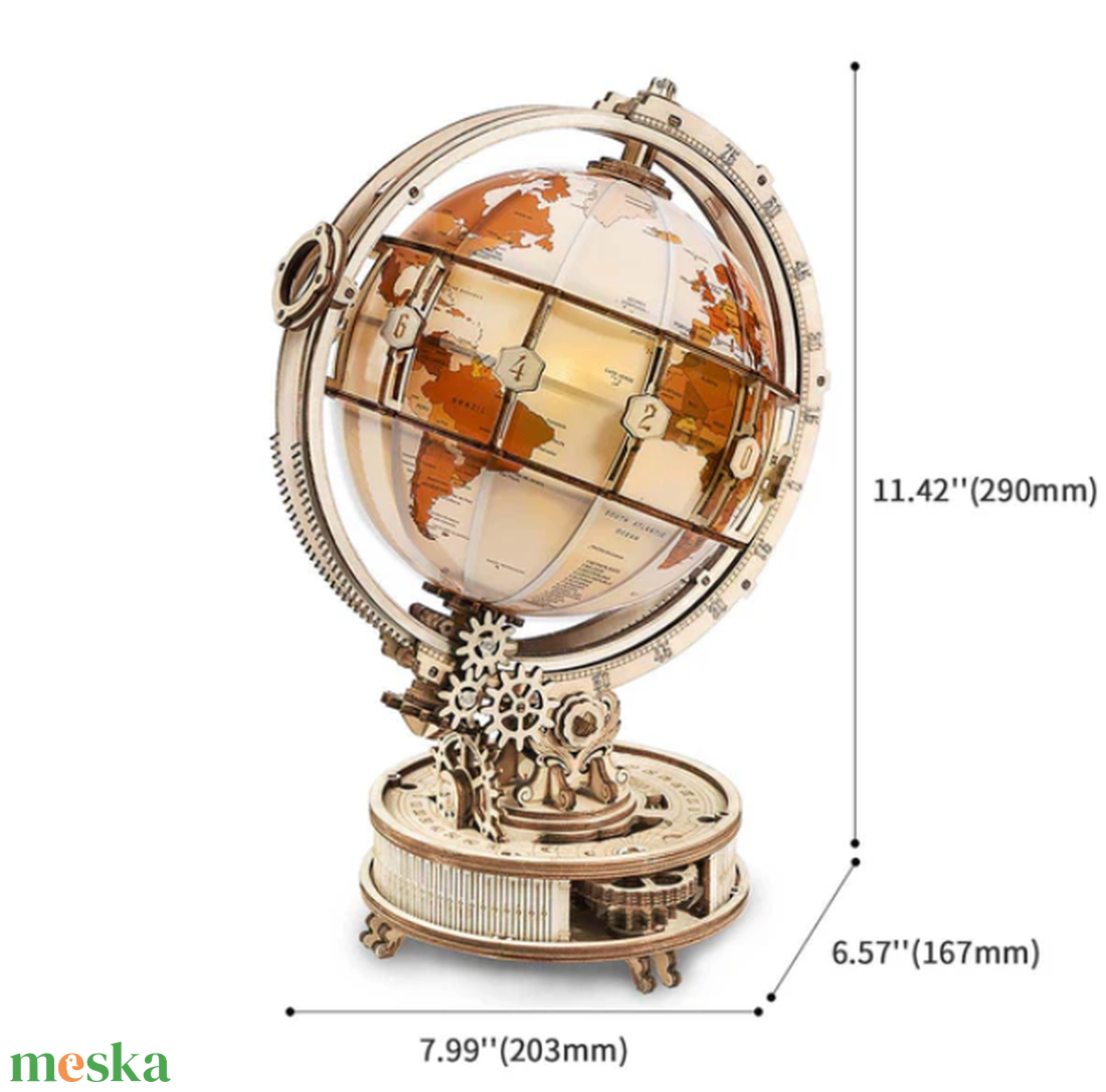 Világító Földgömb 3D fa puzzle modell ST003 - játék & sport - puzzle - 3d puzzle - Meska.hu