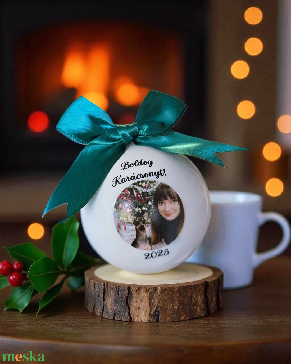 Fényképes üveggömb 8cm egyedi felirattal (801gomb) - karácsony - karácsonyi lakásdekoráció - karácsonyfadíszek - Meska.hu