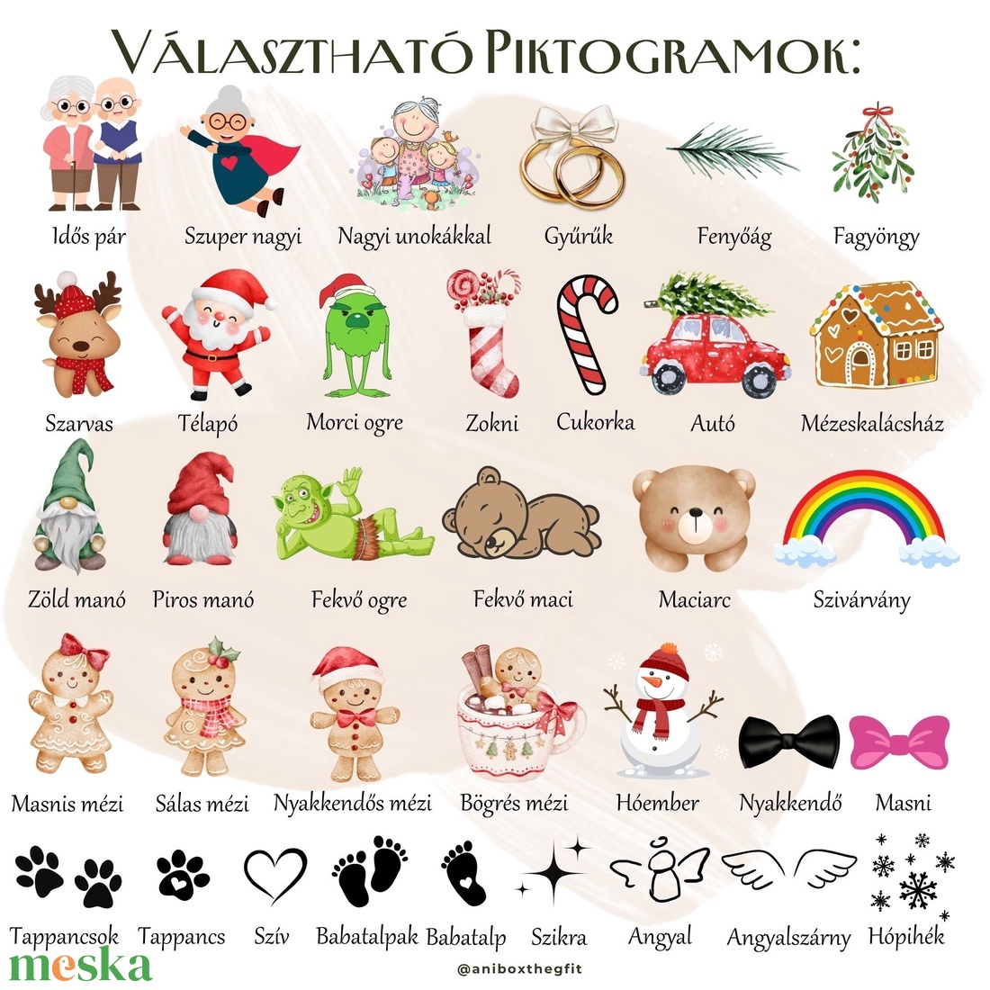 PIKTOGRAMMOS EGYEDI FELIRATOS KARÁCSONYI GÖMB PIROS 8 cm (808gomb) - karácsony - karácsonyi lakásdekoráció - karácsonyfadíszek - Meska.hu