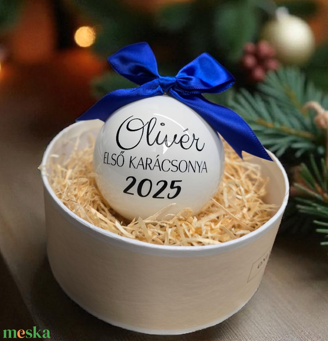 Első karácsony 8cm egyedi üveggömb (802gomb) - karácsony - karácsonyi lakásdekoráció - karácsonyfadíszek - Meska.hu