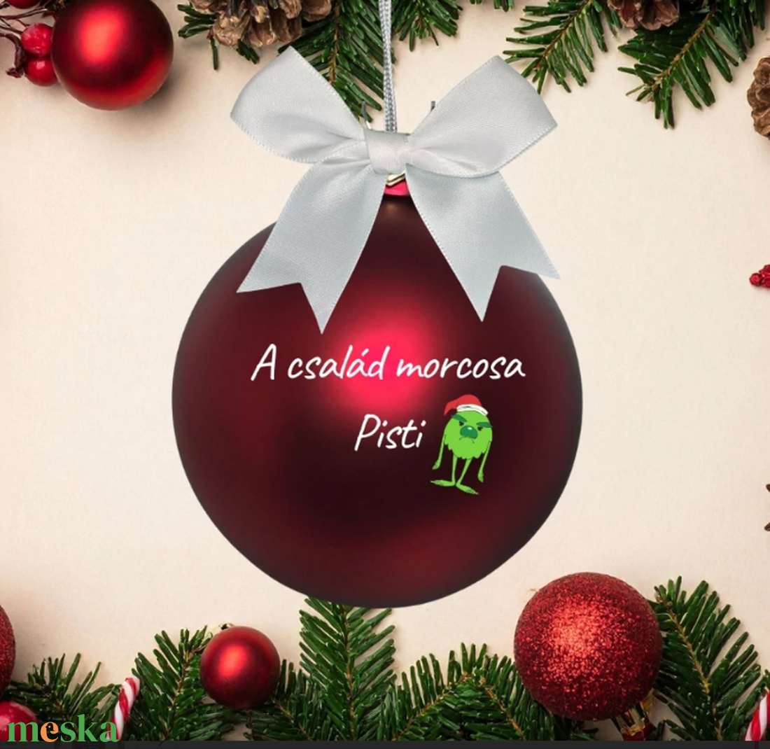 PIKTOGRAMMOS EGYEDI FELIRATOS KARÁCSONYI GÖMB PIROS 8 cm (808gomb) - karácsony - karácsonyi lakásdekoráció - karácsonyfadíszek - Meska.hu