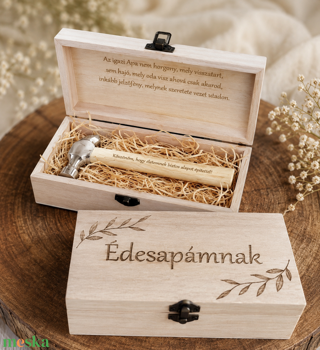 Mini kalapács fadobozban (KAL1) - esküvő - emlék & ajándék - szülőköszöntő ajándék - Meska.hu