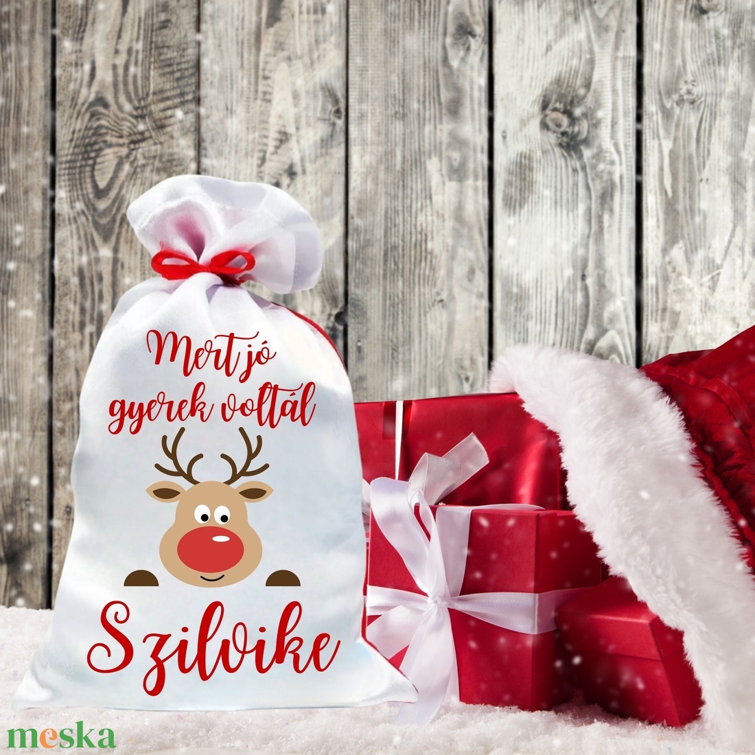 Mikulás zsák egyedi névvel Rudolf (3.minta) - karácsony - mikulás - mikulás zsák - Meska.hu