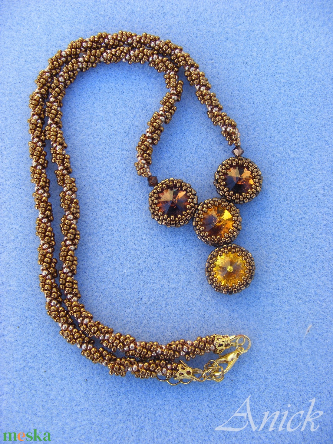 Őszi álom - swarovski rivolisbarna - arany - bronz gyöngy nyaklánc - ékszer - nyaklánc - gyöngyös nyaklánc - Meska.hu