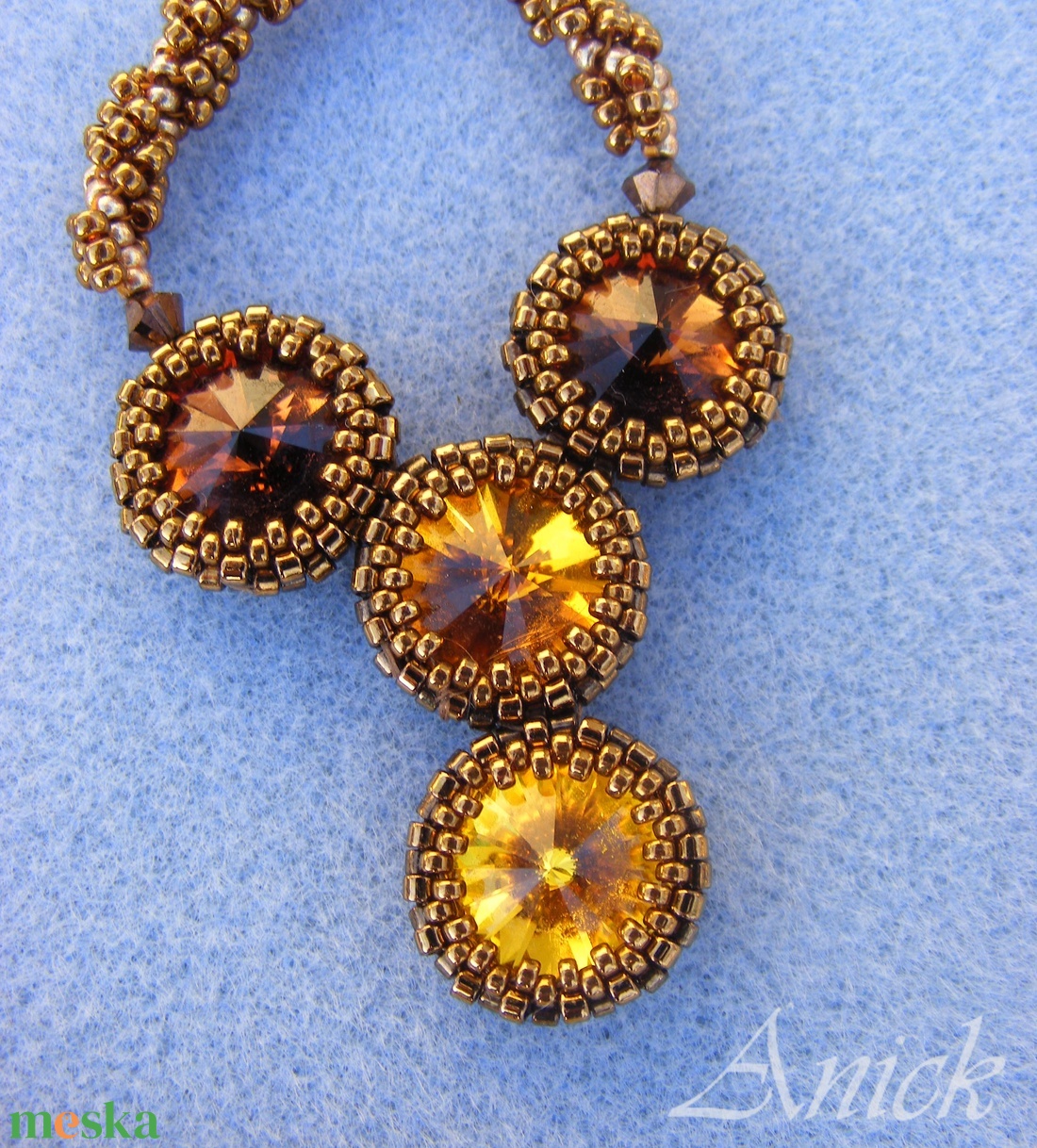 Őszi álom - swarovski rivolisbarna - arany - bronz gyöngy nyaklánc - ékszer - nyaklánc - gyöngyös nyaklánc - Meska.hu
