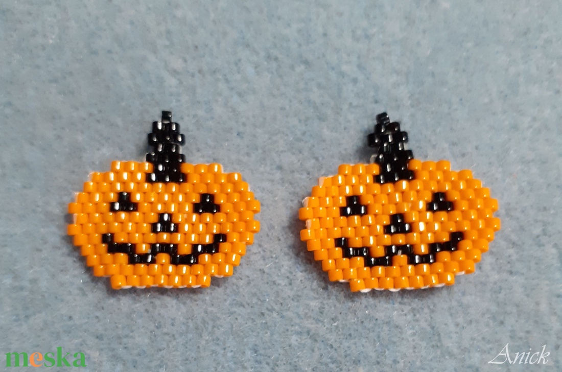 Töklámpás - vidám gyöngyfülbevaló Halloween-ra - halloweeni ékszerek - halloweeni ékszerek - Meska.hu
