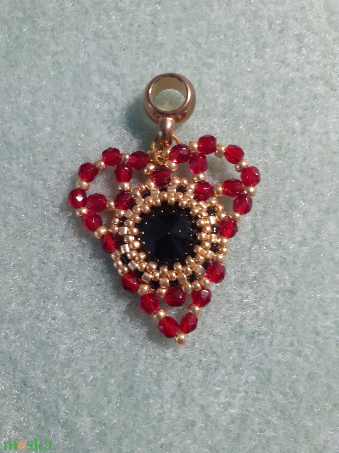 Kristályszív - Piros, fekete szív medál - ékszer - nyaklánc - medál - Meska.hu