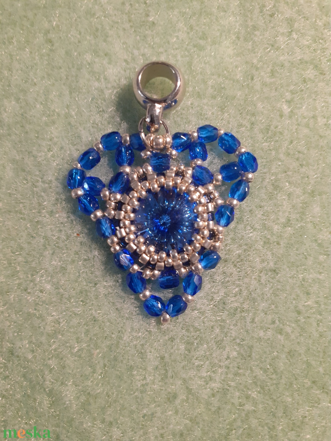 Kristályszív - kék szív medál - ékszer - nyaklánc - medál - Meska.hu