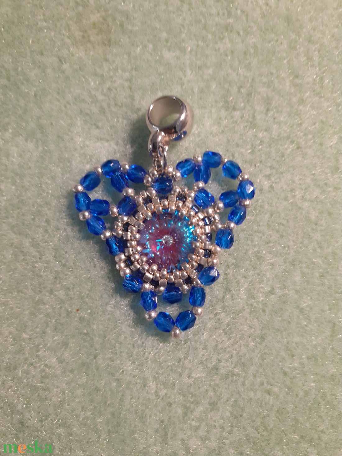 Kristályszív - kék szív medál - ékszer - nyaklánc - medál - Meska.hu