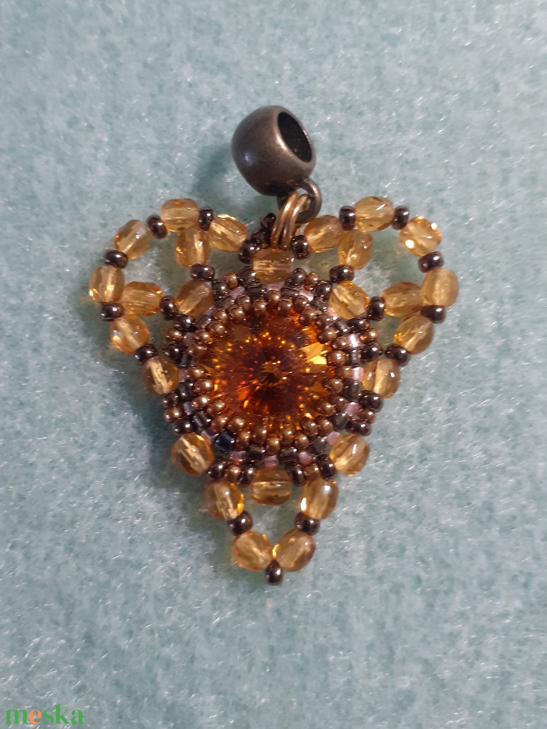 Kristályszív - topáz, bronz szív medál - ékszer - nyaklánc - medál - Meska.hu