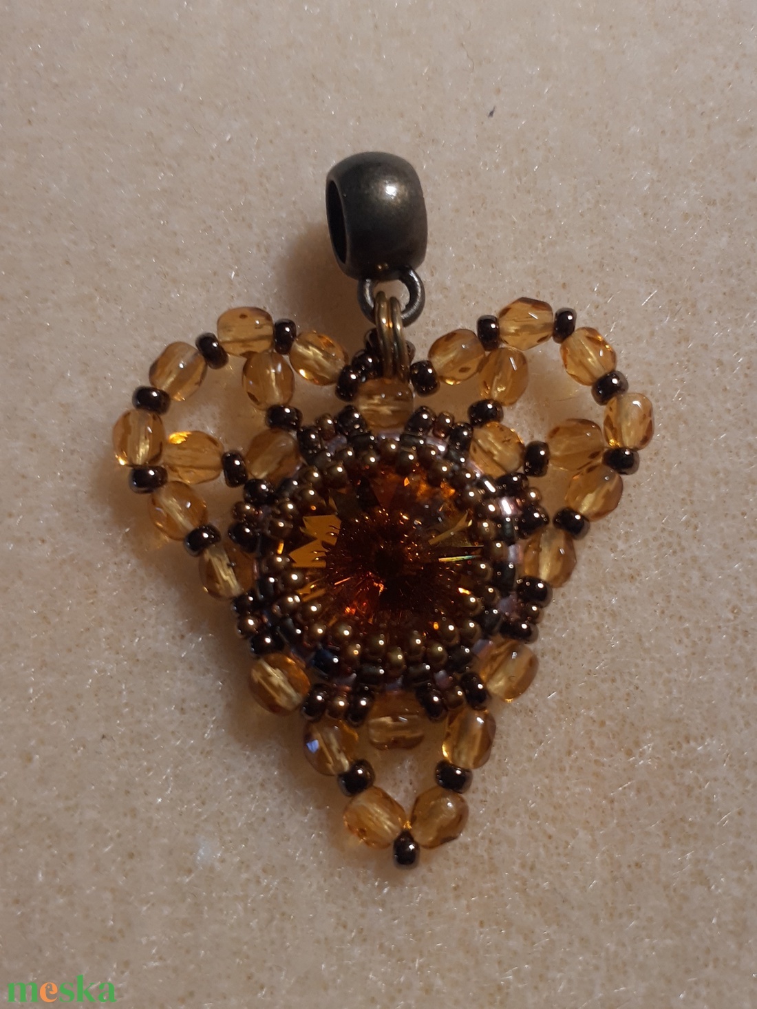 Kristályszív - topáz, bronz szív medál - ékszer - nyaklánc - medál - Meska.hu