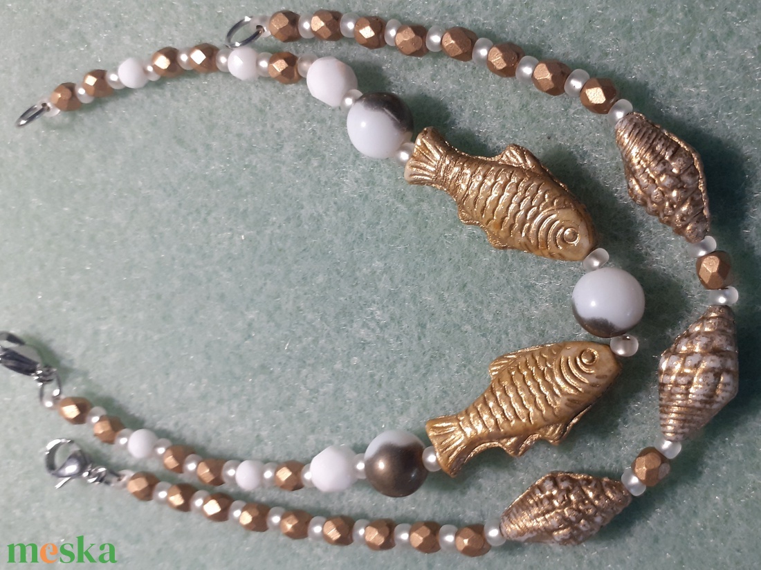 Mesebeli aranyhal - gyöngy karkötőszett - ékszer - karkötő - gyöngyös karkötő - Meska.hu
