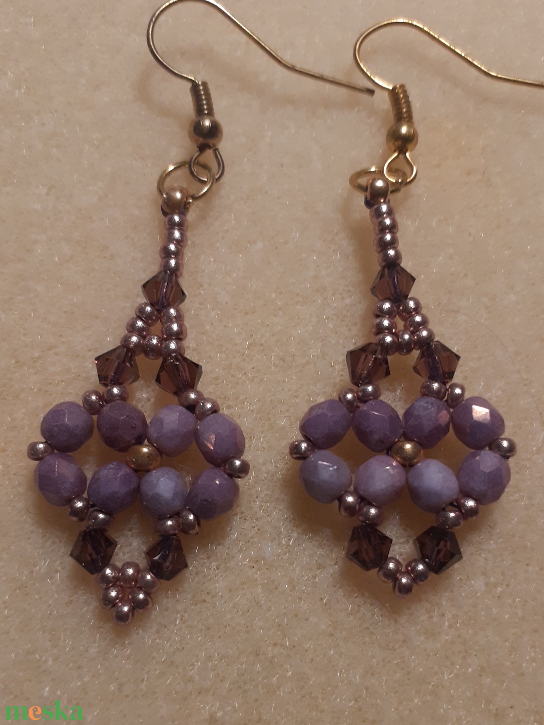 Lila árnyalatok - gyöngyékszerszett - ékszer - ékszerszett - Meska.hu