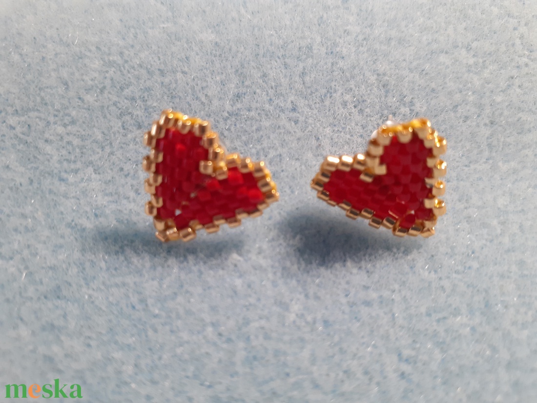 Szivecske -  gyöngyfülbevaló - ékszer - fülbevaló - fülékszer - Meska.hu