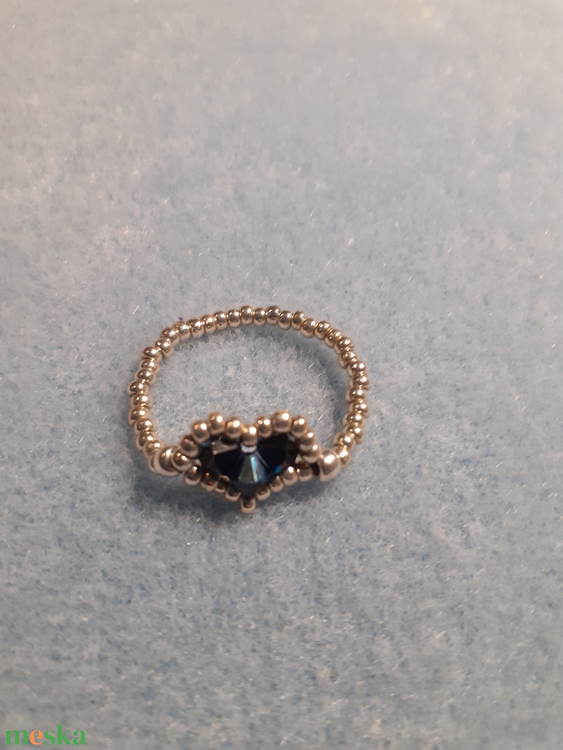 Ragyogó szív - gyöngygyűrű - ékszer - gyűrű - gyöngyös gyűrű - Meska.hu