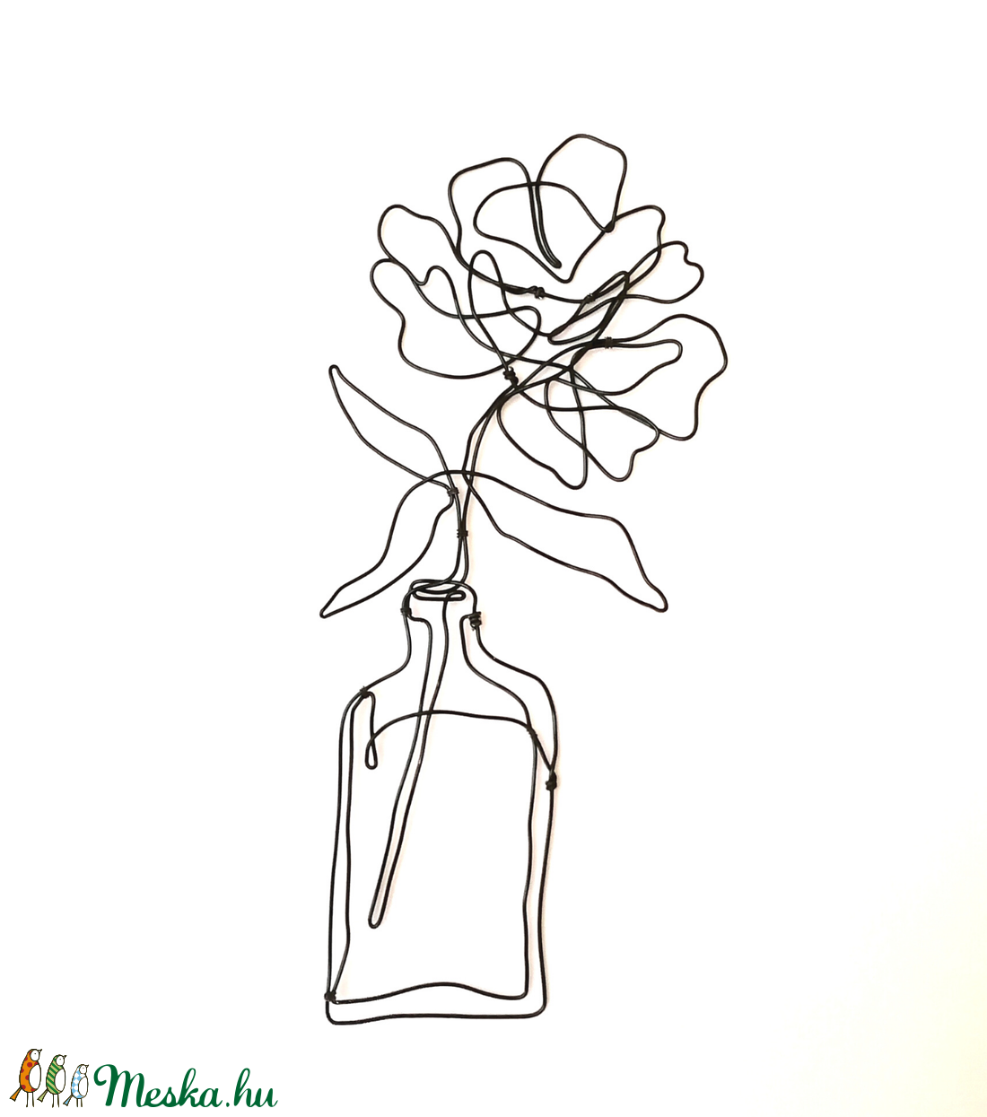 Virág vázában - fali dekoráció fémből / Vonalrajz életre keltve / Letisztult csendélet / Harmónia - otthon & életmód - dekoráció - Meska.hu