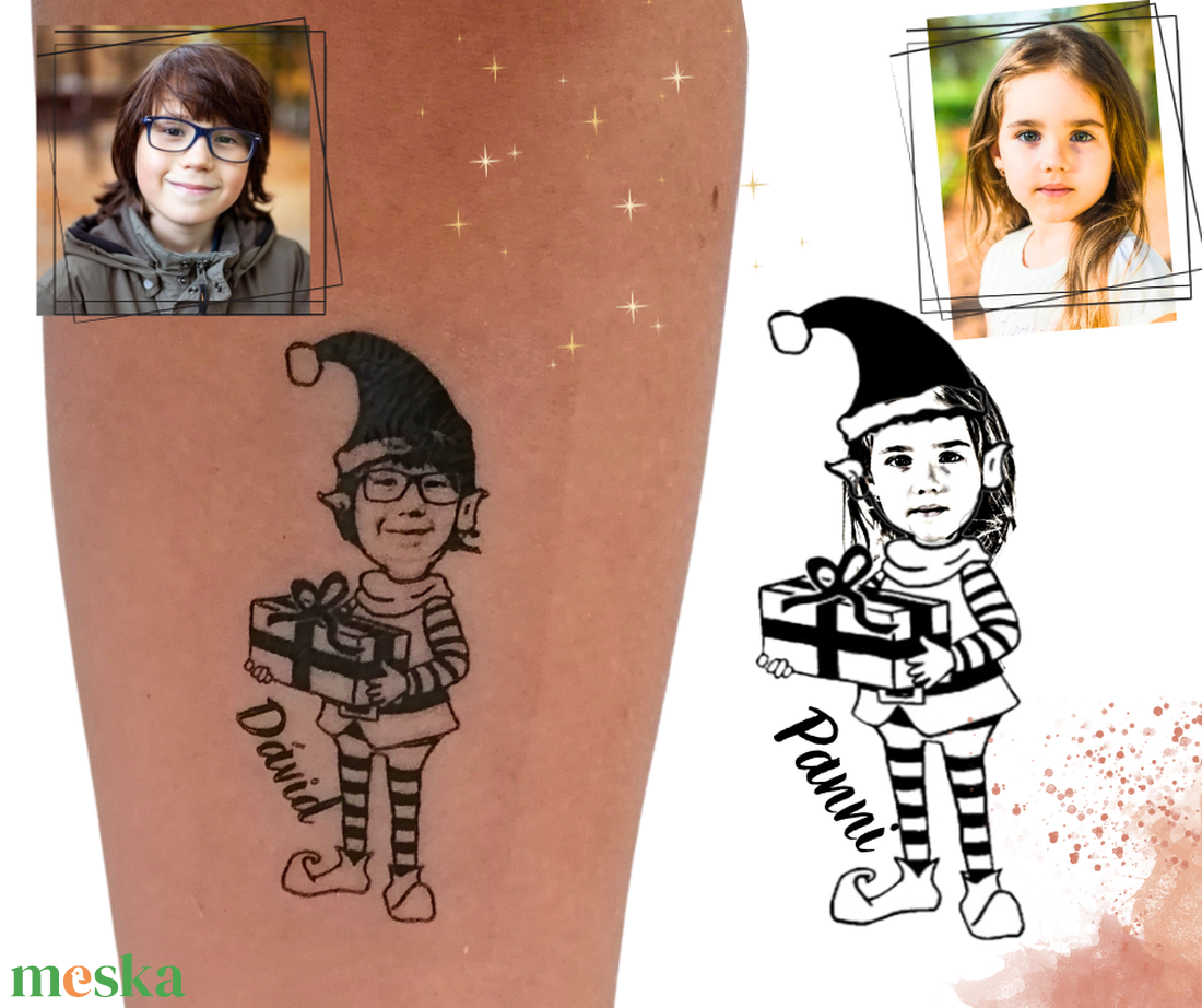 Karácsonyi fényképes tetoválások - Egyedi ideiglenes tetkók - Lemosható tattoo, kamutetkó - angyal, karácsonyi manó - karácsony - karácsonyi lakásdekoráció - karácsonyi manók, figurák - Meska.hu Karácsonyi fényképes tetoválások - Egyedi ideiglenes tetkók - Lemosható tattoo, kamutetkó - angyal, karácsonyi manó - karácsony - karácsonyi lakásdekoráció - karácsonyi manók, figurák - Meska.hu
