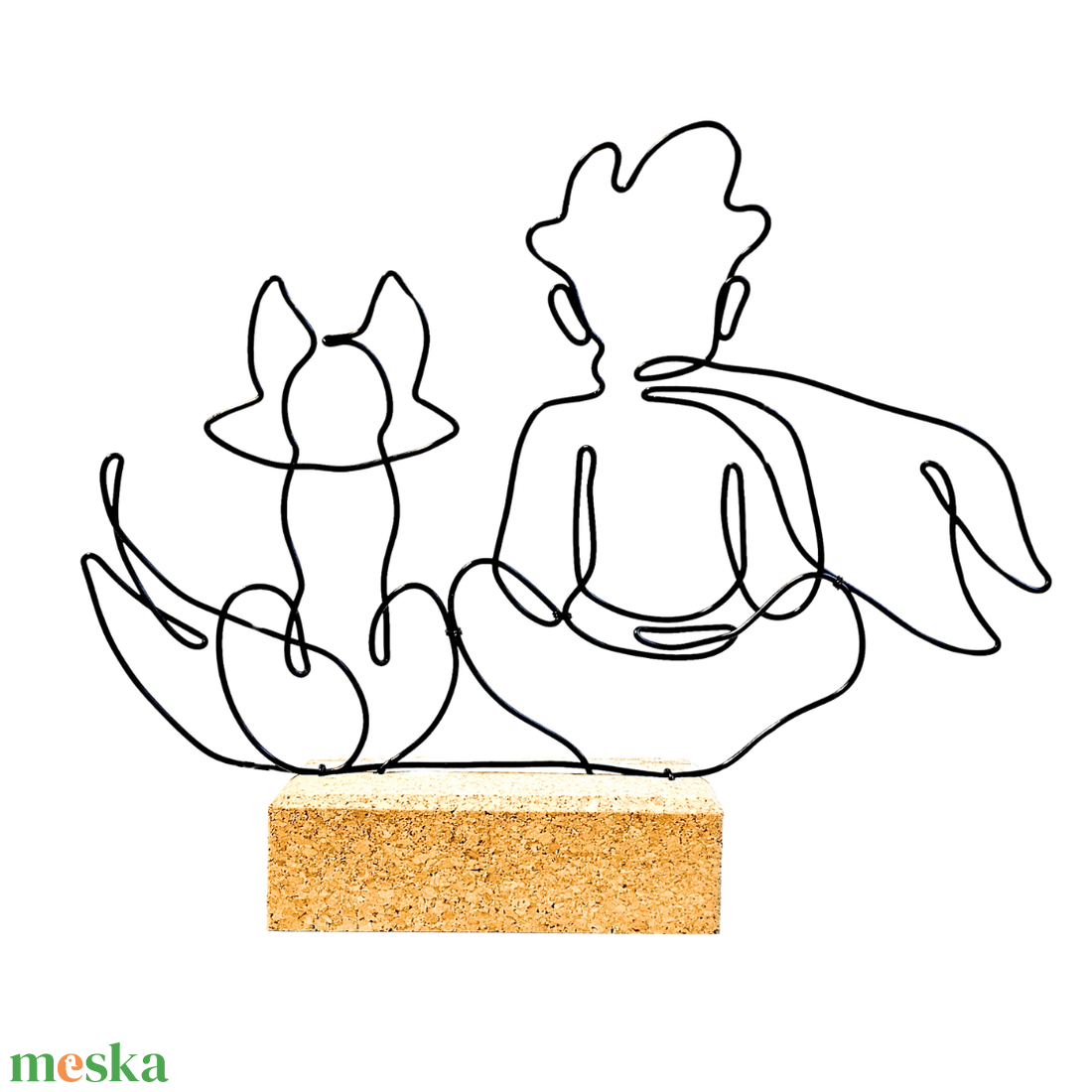 A kis herceg és a róka örök barátsága - kézműves drótszobor - irodalmi témájú ajándékötlet és modern lakásdekoráció  - művészet - szobor - fém - Meska.hu