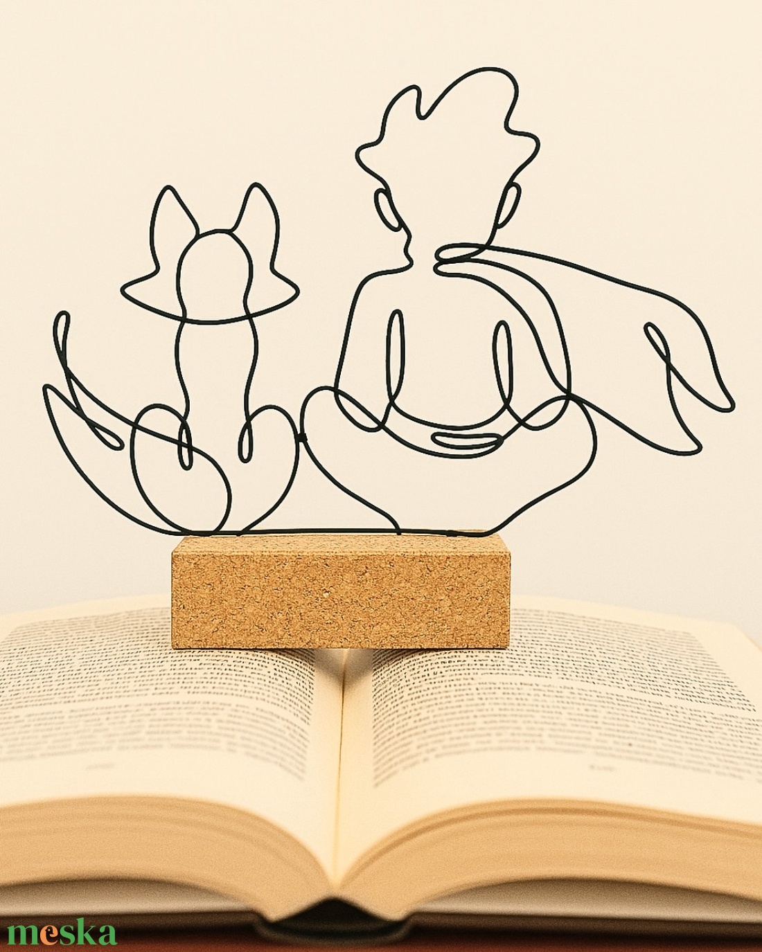 A kis herceg és a róka örök barátsága - kézműves drótszobor - irodalmi témájú ajándékötlet és modern lakásdekoráció  - művészet - szobor - fém - Meska.hu