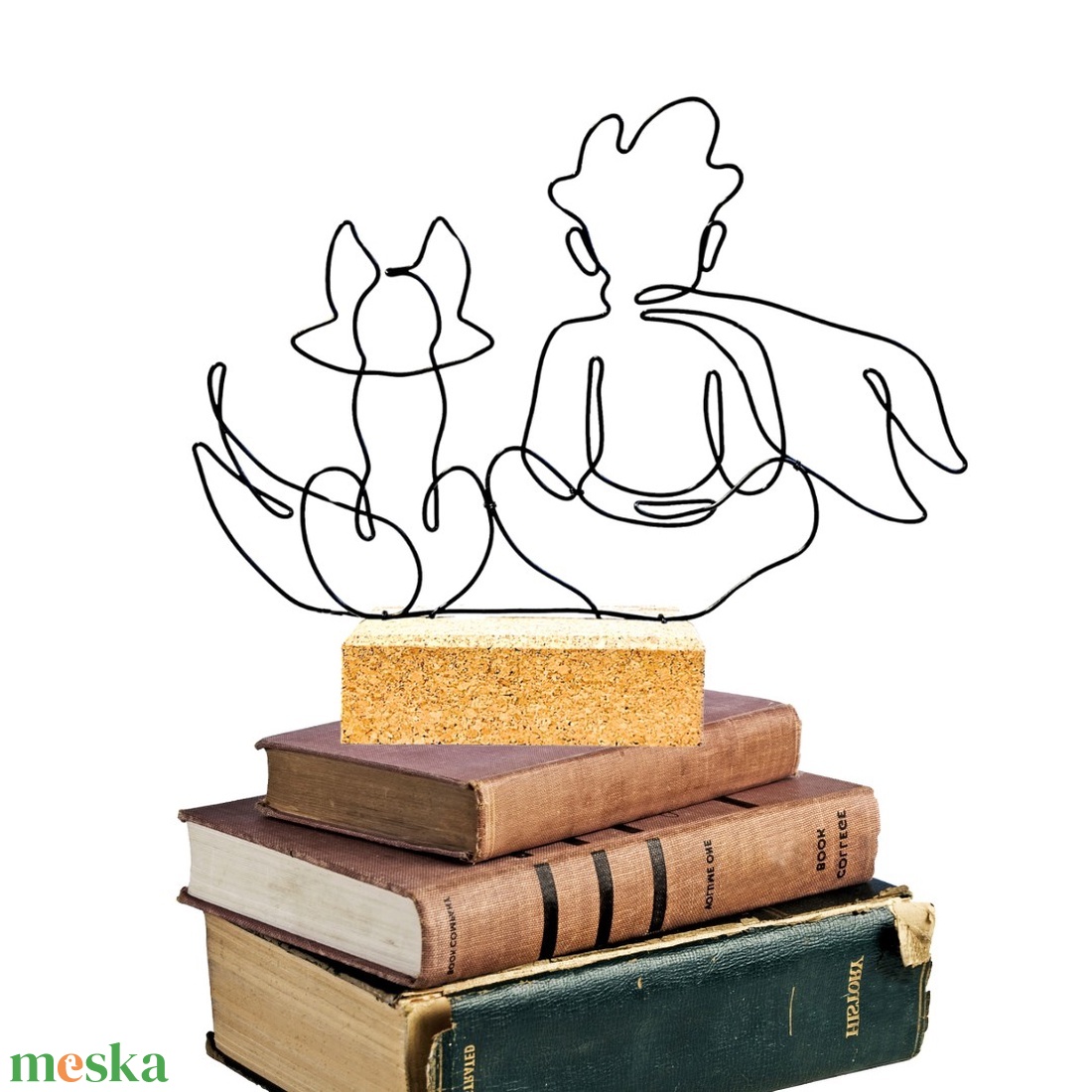 A kis herceg és a róka örök barátsága - kézműves drótszobor - irodalmi témájú ajándékötlet és modern lakásdekoráció  - művészet - szobor - fém - Meska.hu