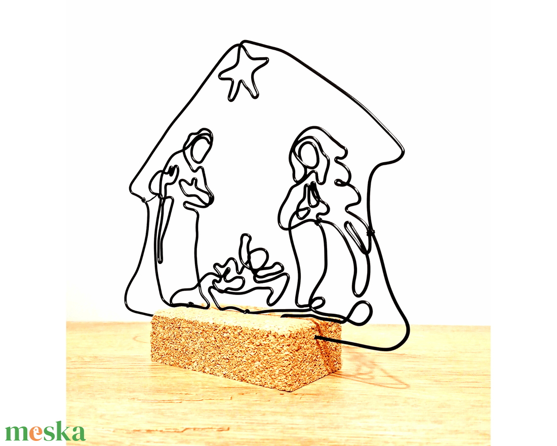 Karácsonyi Betlehem drótból - A Szent család - József, Mária és a kis Jézus - vallásos ajándék és dekoráció karácsonyra - karácsony - karácsonyi lakásdekoráció - karácsonyi lakásdíszek - Meska.hu