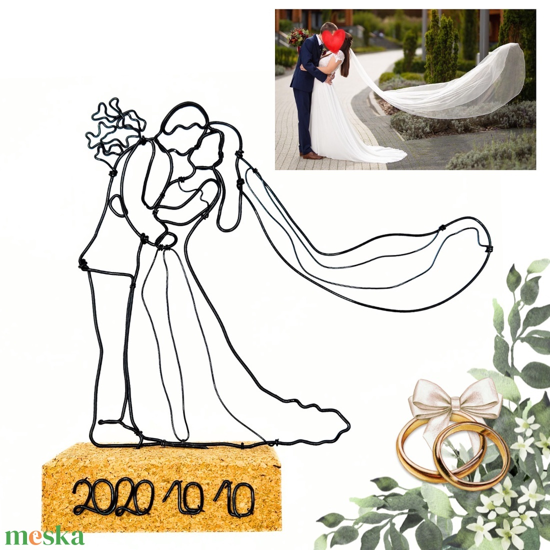 Egyedi szerelmes ajándékötlet pároknak közös fotó alapján - Romantikus ajándék évfordulóra, esküvőre - Valentin napra - otthon & életmód - dekoráció - dísztárgy - Meska.hu