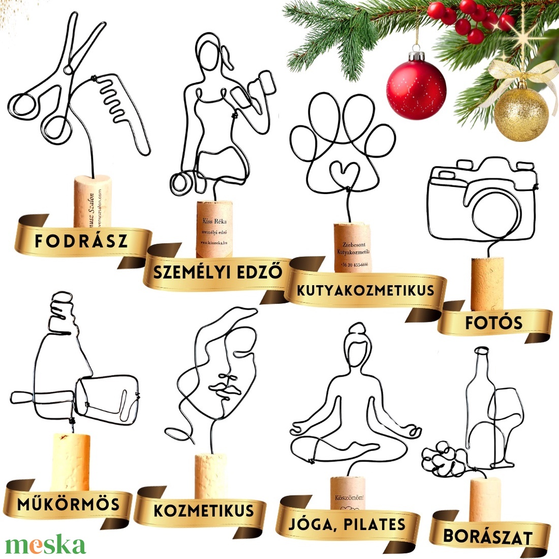 Foglalkozásokat, szakmákat szimbolizáló kézműves drótfigurák - kreatív ajándék fodrásznak, műkörmösnek, kozmetikusnak -  - Meska.hu