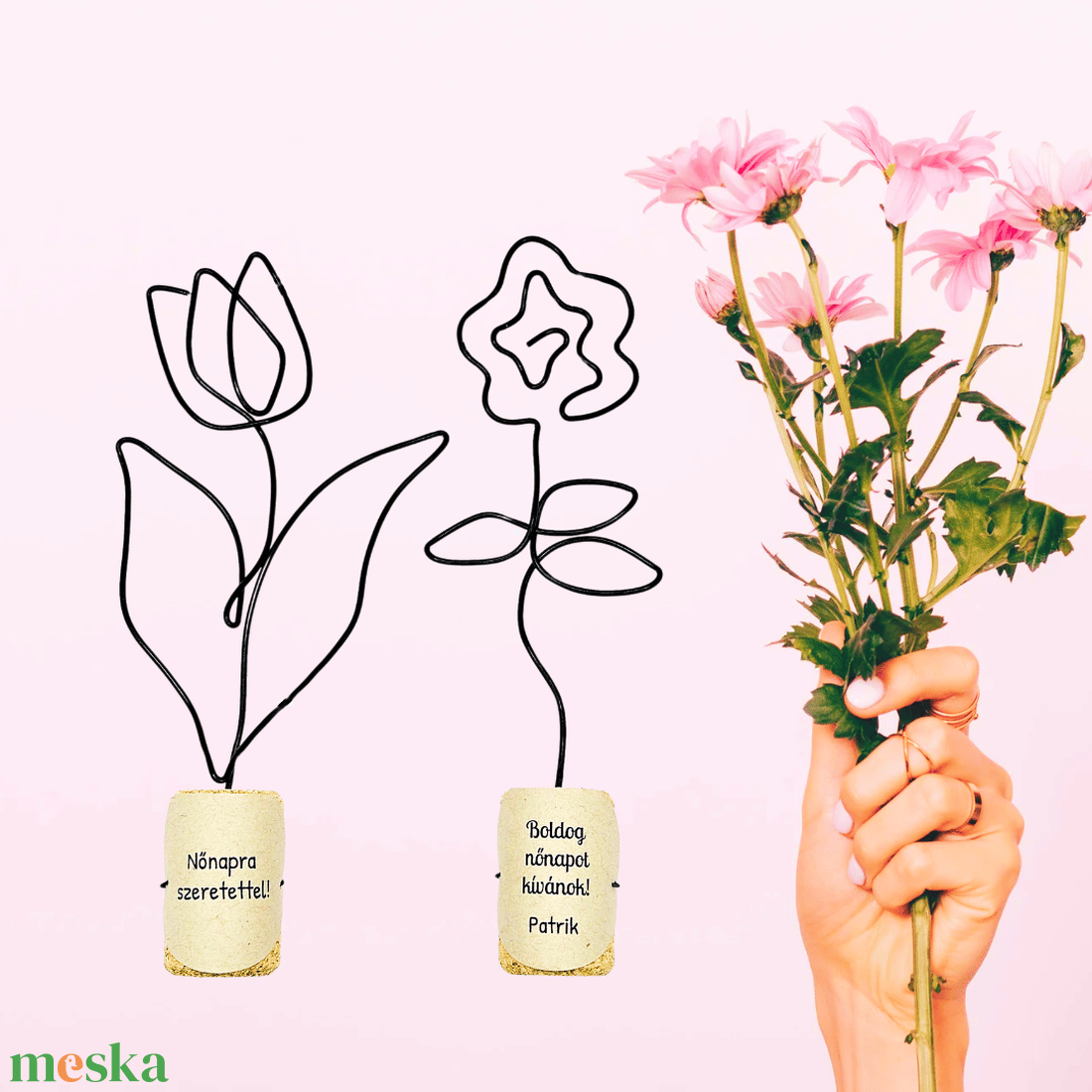 Kis drótvirágok hölgyeknek, kislányoknak, ovisoknak- Nőnapra szeretettel - Tulipán, rózsa - egyedi nőnapi ajándékötlet - otthon & életmód - dekoráció - virágdekoráció - virágdíszek - asztali virágdísz - Meska.hu