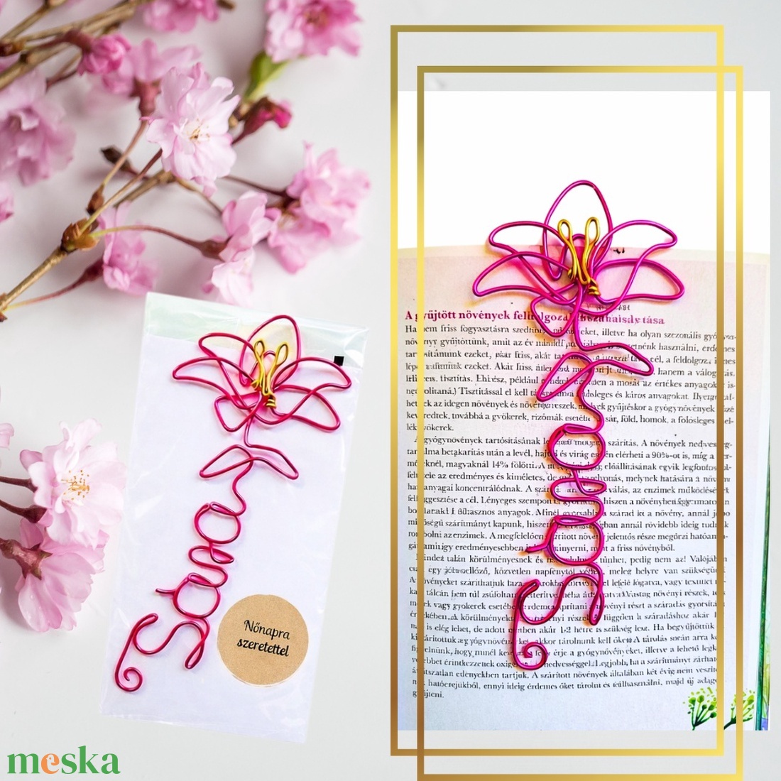 Névre szóló virágos könyvjelzők drótból nőnapra - liliom, hóvirág, lóhere -  nőnapi ajándékötlet oviba, iskolába - könyv & zene - könyvjelző - Meska.hu