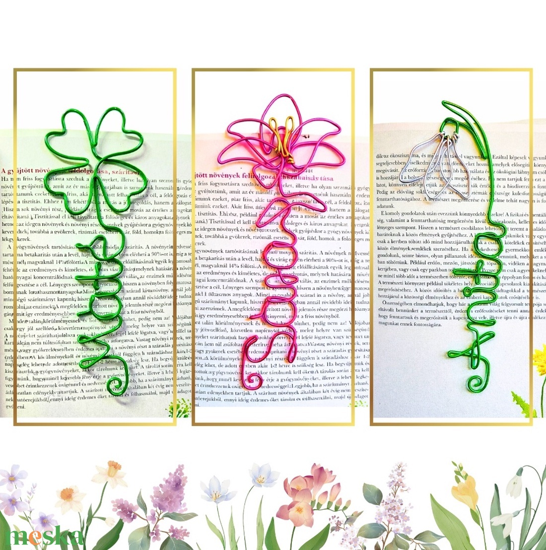 Névre szóló virágos könyvjelzők drótból nőnapra - liliom, hóvirág, lóhere -  nőnapi ajándékötlet oviba, iskolába - könyv & zene - könyvjelző - Meska.hu