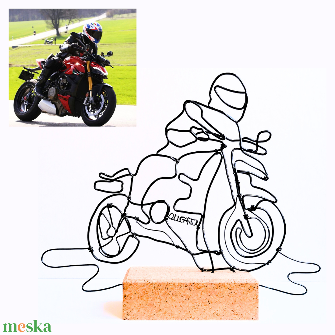 Egyedi szobor drótból fénykép alapján - kreatív ajándékötlet férfiaknak karácsonyra - autó, motor, sport, hobby - otthon & életmód - dekoráció - dekoratív figurák és szobrok - Meska.hu