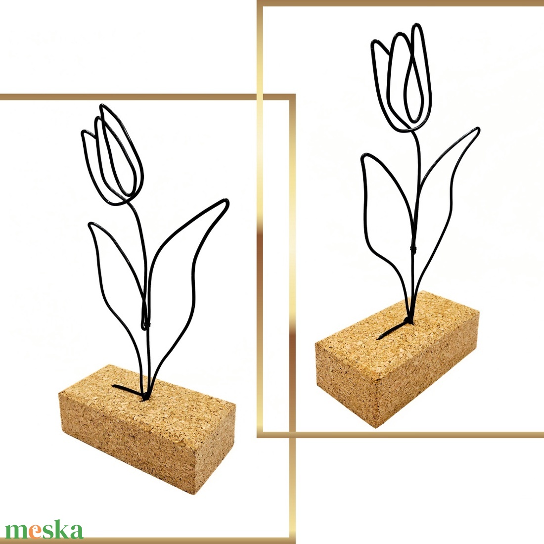 2 db tulipán drótból - modern, elegáns lakásdekoráció -ajándékötlet élő virág helyett hölgyeknek, tanárnőknek, óvónőknek - otthon & életmód - virágdekoráció - virágdíszek - asztali virágdísz - Meska.hu