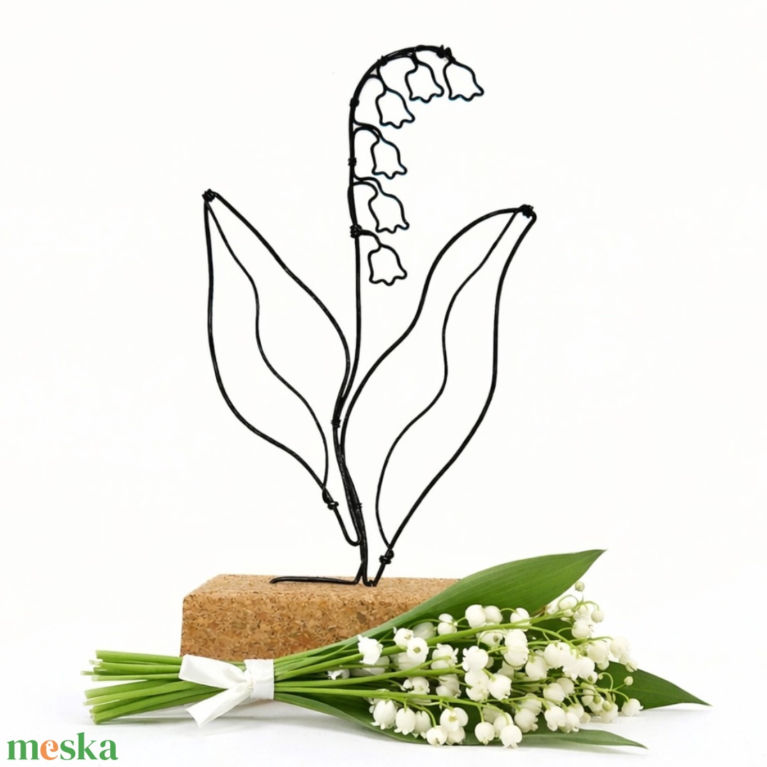 Gyöngyvirág drótból - kézműves lakásdekoráció és maradandó, virágos ajándék anyák napjára, ballagásra, pedagógusnapra - otthon & életmód - virágdekoráció - virágdíszek - asztali virágdísz - Meska.hu