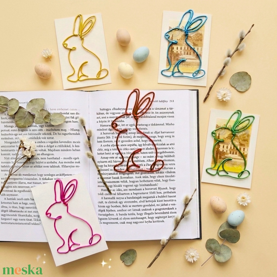 Húsvéti nyuszis könyvjelzők - ajándékötlet tanároknak, gyerekeknek húsvétra - pénzátadó locsolóknak - tapsifüles/nyúl  - ünnepi díszek, dekorációk - húsvéti díszek és dekorációk - húsvéti pénzátadó - Meska.hu