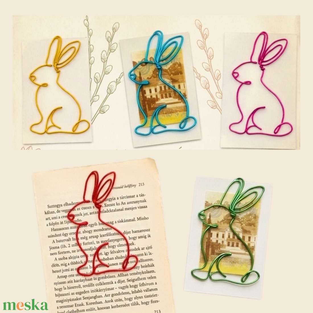 Húsvéti nyuszis könyvjelzők - ajándékötlet tanároknak, gyerekeknek húsvétra - pénzátadó locsolóknak - tapsifüles/nyúl  - ünnepi díszek, dekorációk - húsvéti díszek és dekorációk - húsvéti pénzátadó - Meska.hu