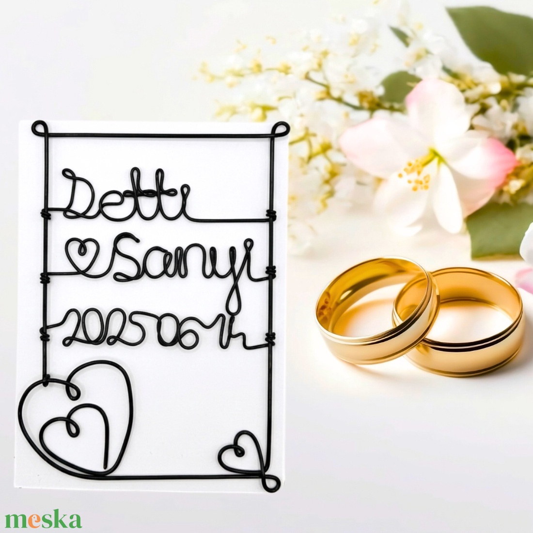 Kreatív, drótból készített pénzátadó esküvőre - Ötletes, személyre szabott nászajándék pénz vagy utalvány átadásához - esküvő - emlék & ajándék - nászajándék - esküvői pénzátadó boríték, kártya - Meska.hu