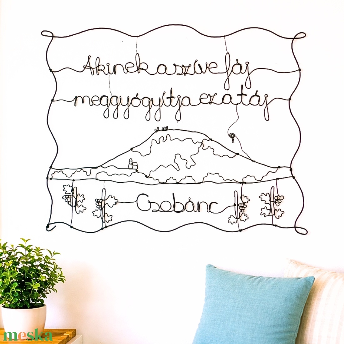 Balaton falikép � Csobánc - egyedi kézműves alkotás drótból - minimalista design ajándék - Egy darabka Balaton a faladon - otthon & életmód - dekoráció - fali és függő dekoráció - függődísz - Meska.hu
