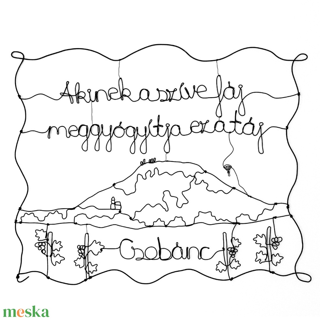 Balaton falikép � Csobánc - egyedi kézműves alkotás drótból - minimalista design ajándék - Egy darabka Balaton a faladon - otthon & életmód - dekoráció - fali és függő dekoráció - függődísz - Meska.hu