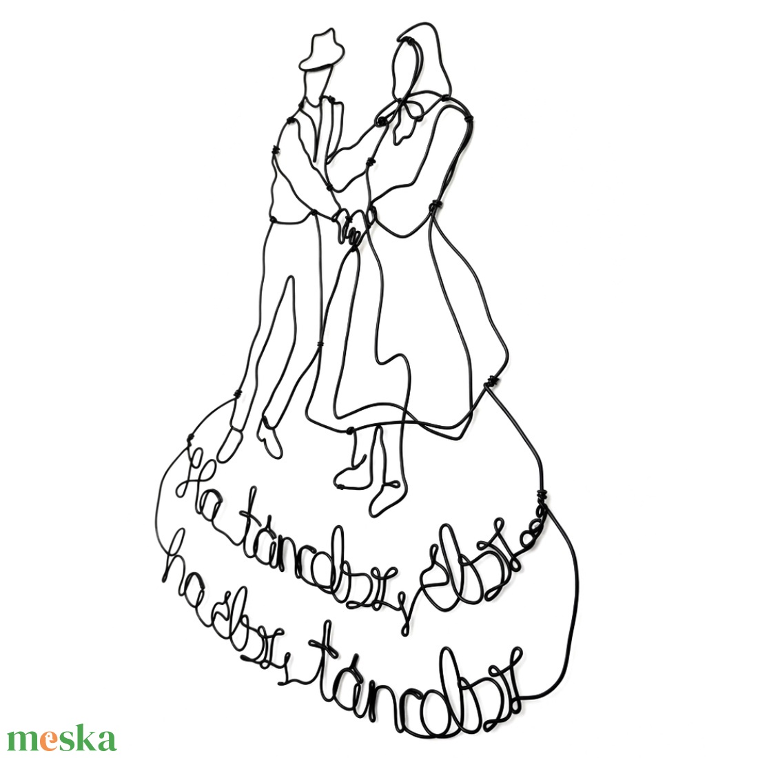 Egyedi néptáncos ajándék - hagyományőrző, népművészeti és motivációs falikép drótból - kézműves, magyar design dekoráció - otthon & életmód - dekoráció - fali és függő dekoráció - függődísz - Meska.hu