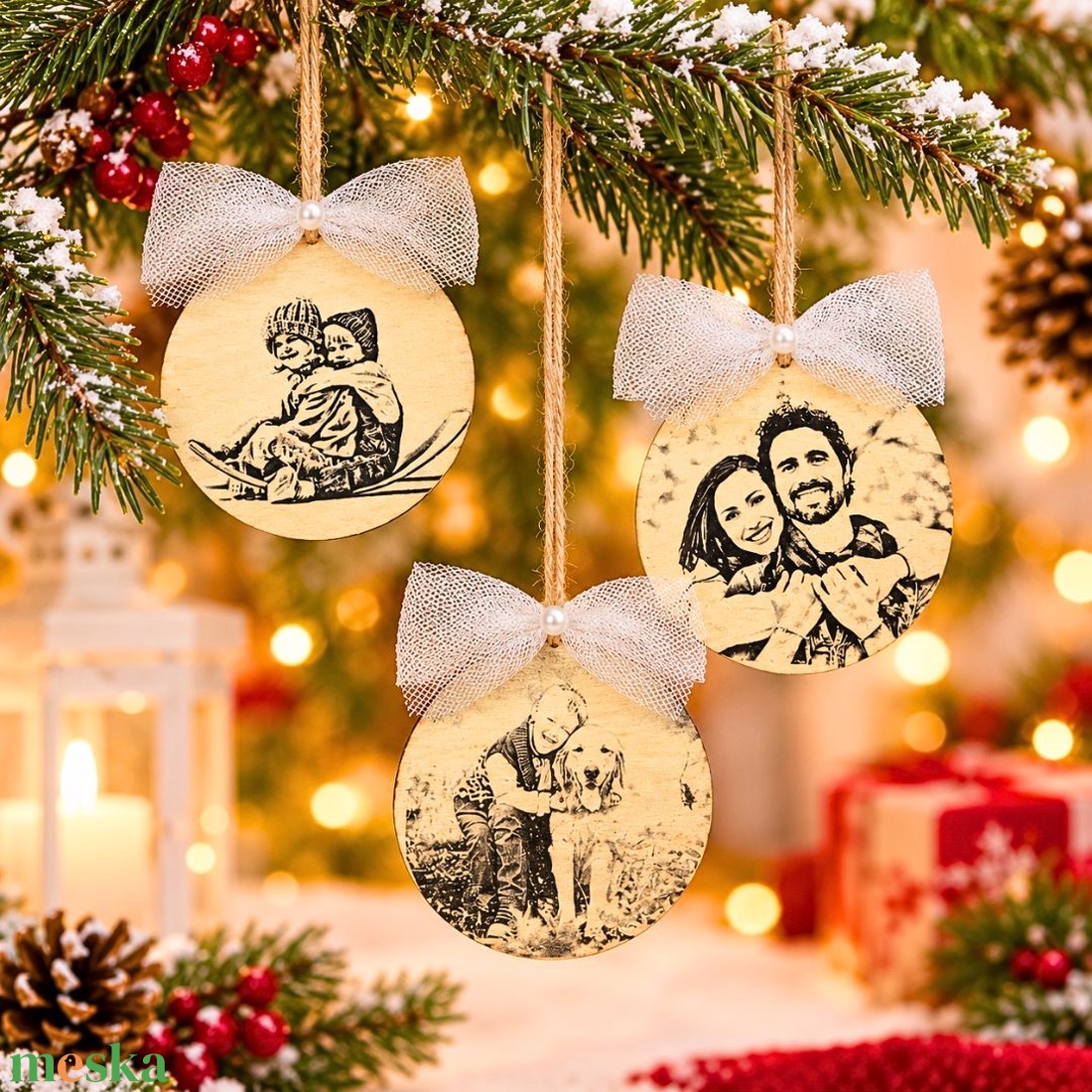 Egyedi fényképes karácsonyfadíszek saját fotóval - Fotós fa karácsonyi díszek fényképpel - Ajándékötlet 2 méretben - karácsony - karácsonyi lakásdekoráció - karácsonyfadíszek - Meska.hu