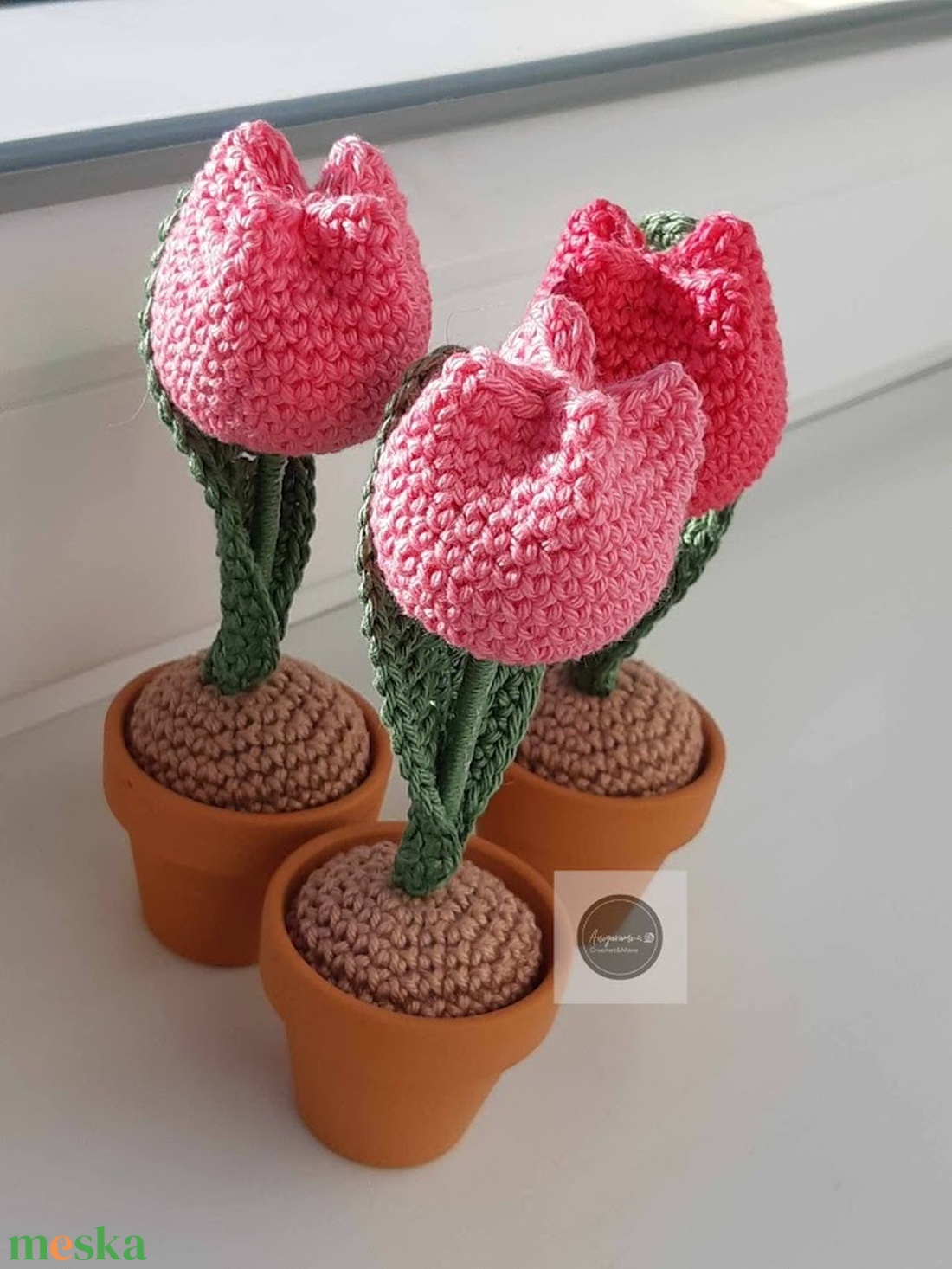 Horgolt tulipán agyag kaspóban - otthon & életmód - dekoráció - virágdísz és tartó - csokor & virágdísz - Meska.hu Horgolt tulipán agyag kaspóban - otthon & életmód - dekoráció - virágdísz és tartó - csokor & virágdísz - Meska.hu