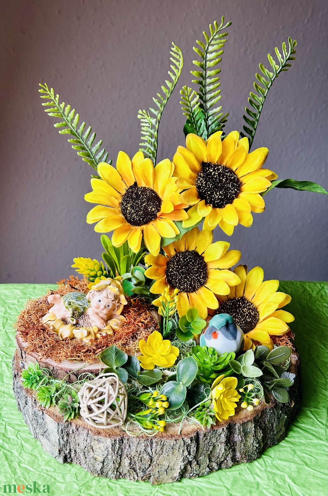 Napraforgós asztaldísz - otthon & életmód - dekoráció - asztal és polc dekoráció - asztaldísz - Meska.hu