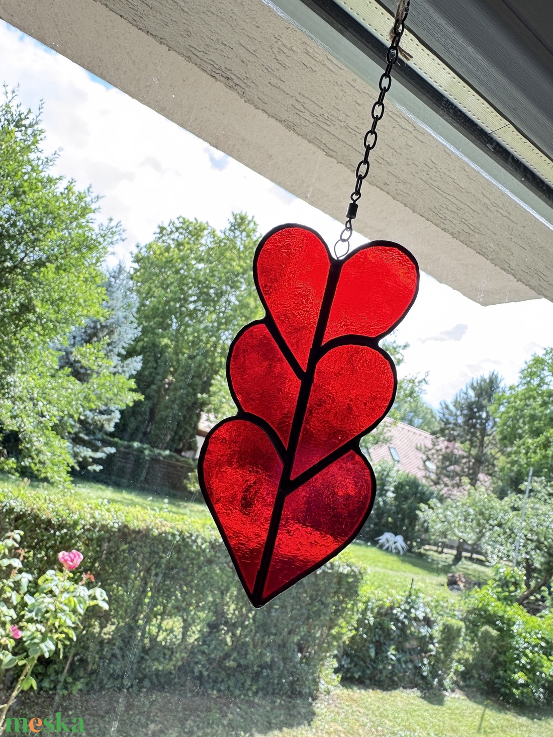 Tiffany forgó szív suncatcher - otthon & életmód - dekoráció - ajtó- és ablak dekoráció - ajtókilincs tábla - Meska.hu