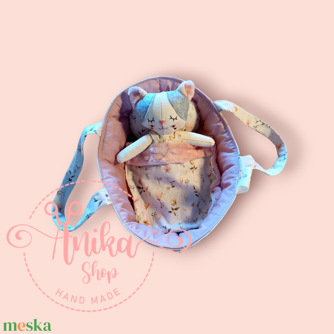 Cica baba mózeskosárban  - játék & sport - baba & babaház - öltöztethető baba - Meska.hu
